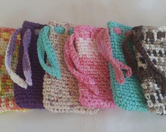 crochet soap saver,cotton crochet soap saver,cotton soap saver,soap holder,small pouch,crochet coin pouch,crochet purse,small drawstring bag