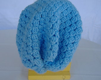 Boho Slouchy Hut, gehäkelte blaue Mütze, Hippie Slouchy Hut, gehäkelte Slouchy Hut, Boho Stil Hut, Dread Hut, Boho Mütze, gehäkelte Dread Mütze