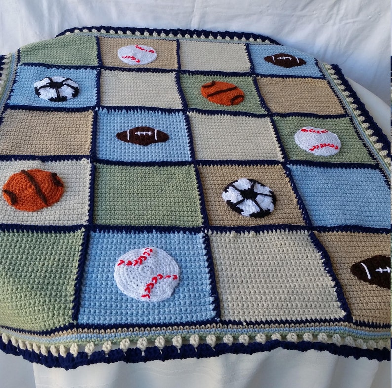 Sports Lapghan or Crochet Baby Blanket Baseball Applique Etsy