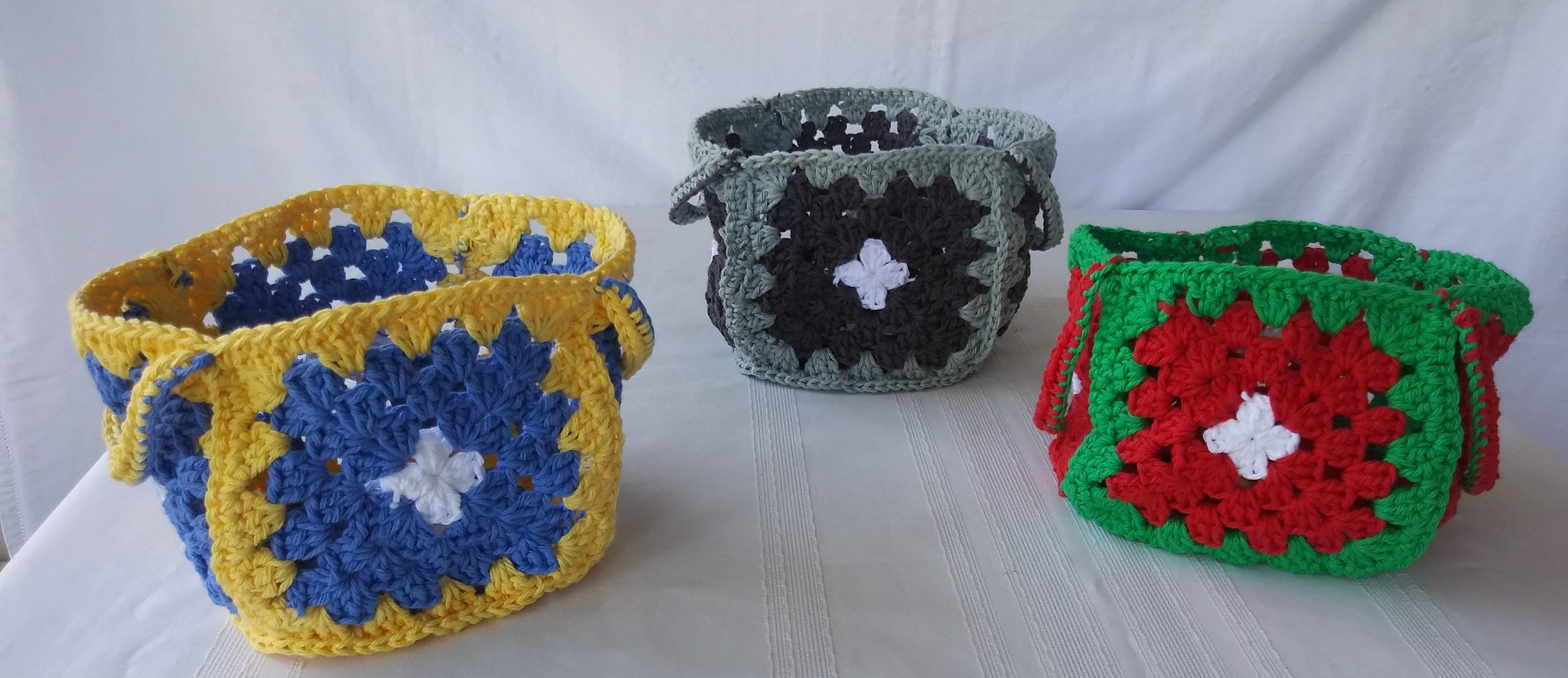Crochet Square Basket Granny Basket Baskets & Bowls Kitchen Etsy