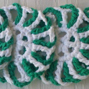 4 green coaster set,peppermint coasters,cotton coasters,crochet coaster,red cotton coasters,green crochet coasters, green housewares kitchen image 2