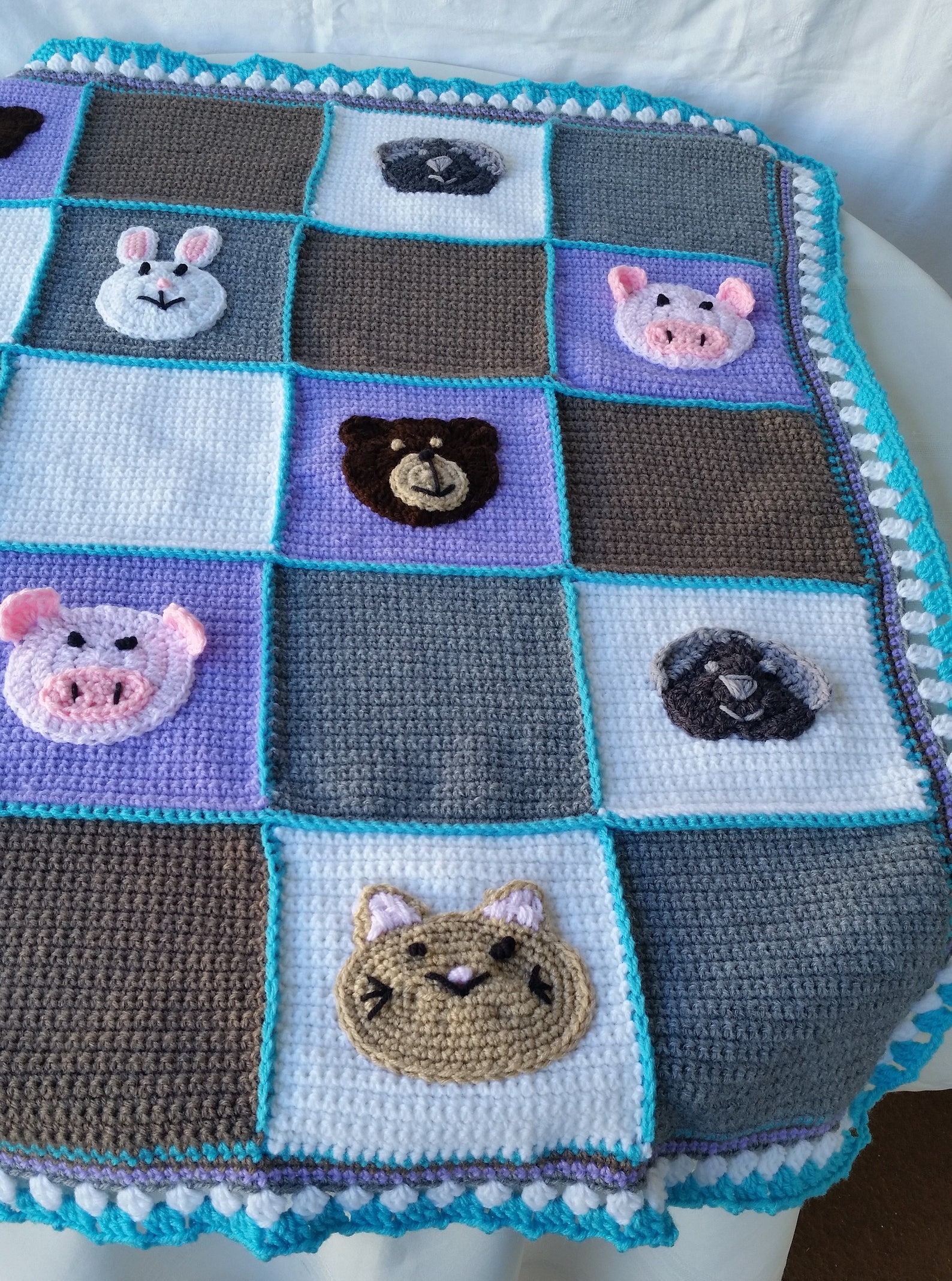 Crochet Baby Blanket Car Applique Blanket Tractor Applique Etsy