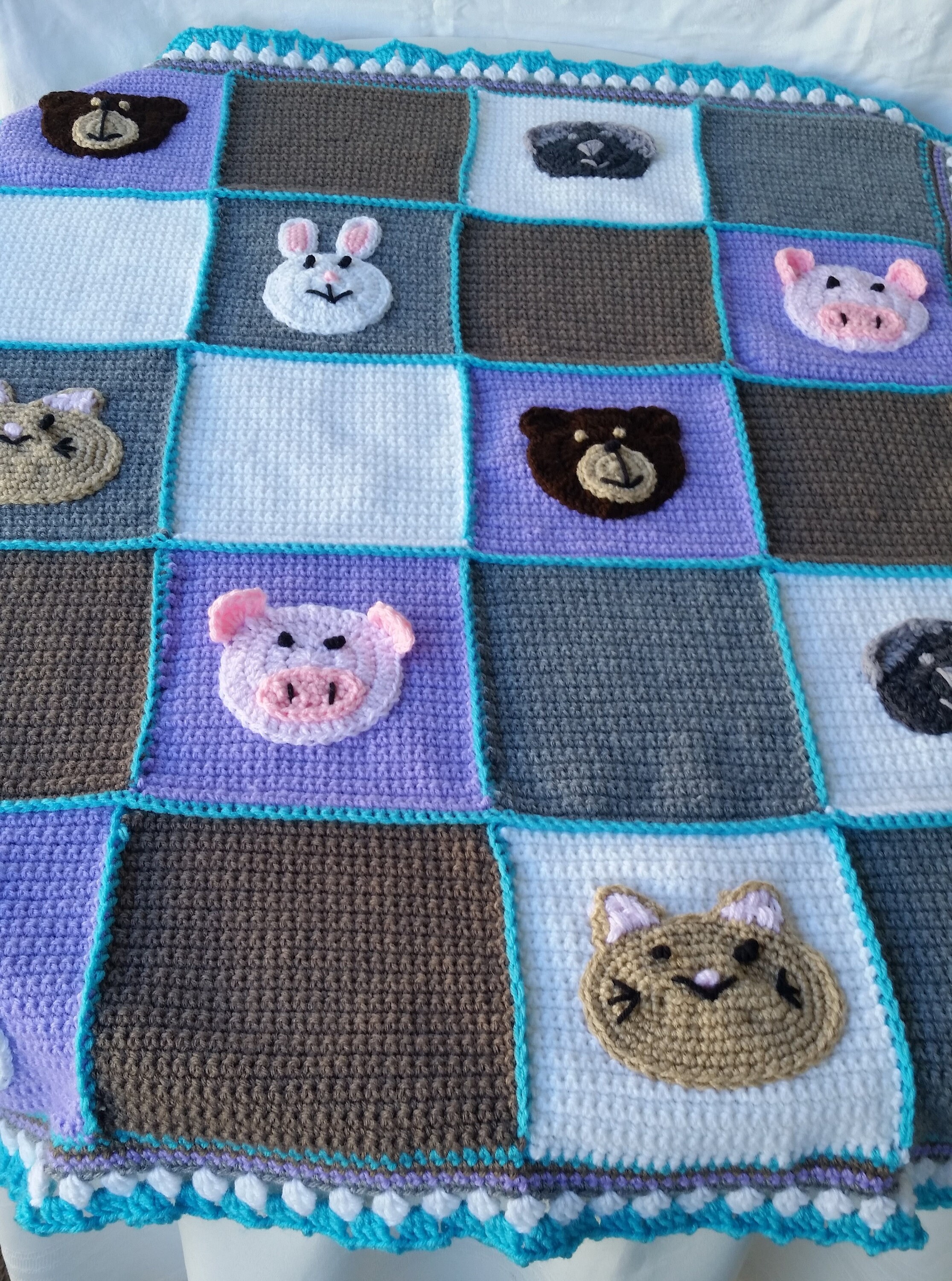 Crochet animal blanket crochet baby blanket animal applique Etsy