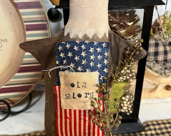 Primitive Eagle Shelf Sitter – Americana Folk Art Patriotic Decor