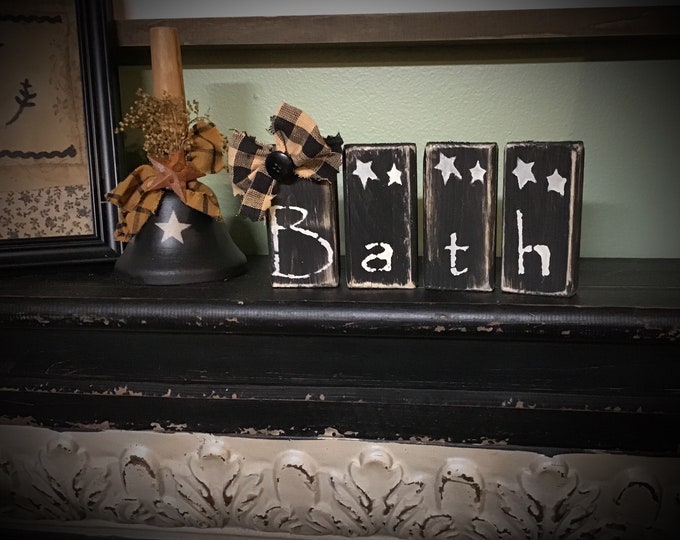 3' Primitive Bathroom Shelf Sitter Blocks Etsy