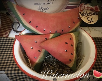 3 Primitive Watermelon Slices-Summer-Watermelons-Primitive Decor