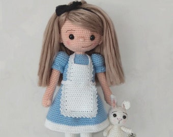 PATTERN ALICE in Wonderland AMIGURUMI and the white rabbit. Pdf to make this crochet dolls.