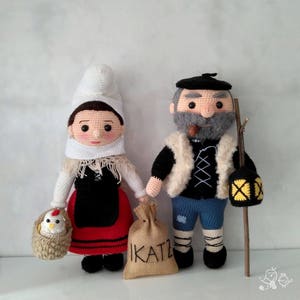 Patrón OLENTZERO y MARI DOMINGI amigurumi, tutorial para hacer muñeco y muñeca de ganchillo regalo o decoración de navidad, gabonak imagen 1