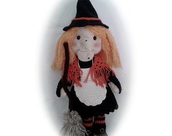 PATTERN: Doña Bruja Piruja witch crochet doll. PDF instructions for make this  crochet doll amigurumi. Halloween decor. Sorceress doll