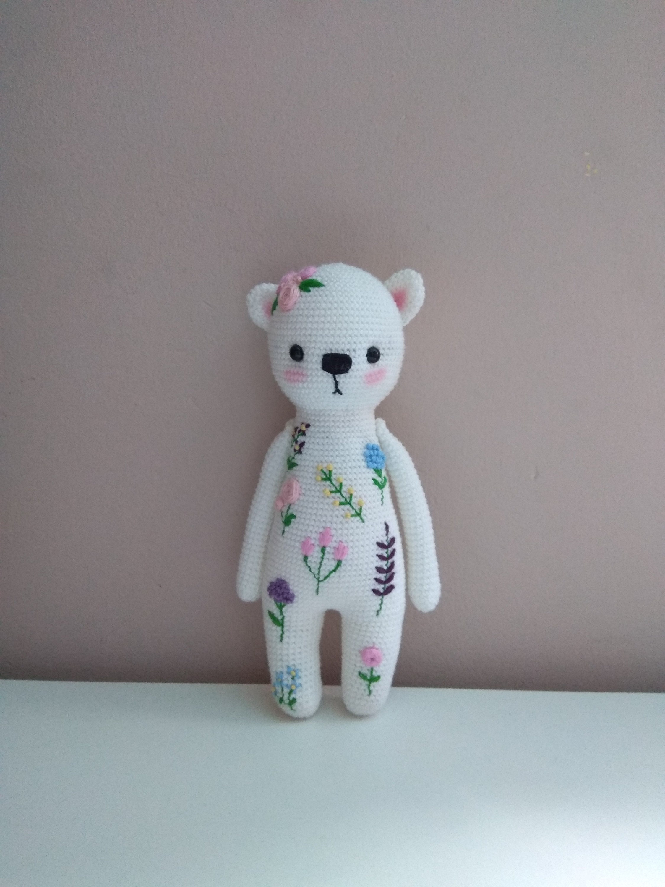 EMBROIDERY AMIGURUMI BEAR. Crochet Bear With Embroidery - Etsy