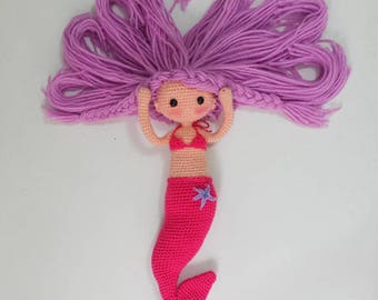 PATTERN: Mermaid and dolphin amigurumi crochet pattern, patrón sirena y delfín a ganchillo. PDF
