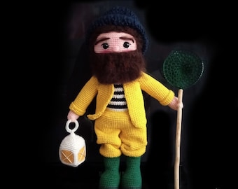 PATRÓN AMIGURUMI ANGULERU Fisherman amigurumi pattern. Tutorial para hacer a ganchillo o crochet el muñeco personalizado de un pescador.