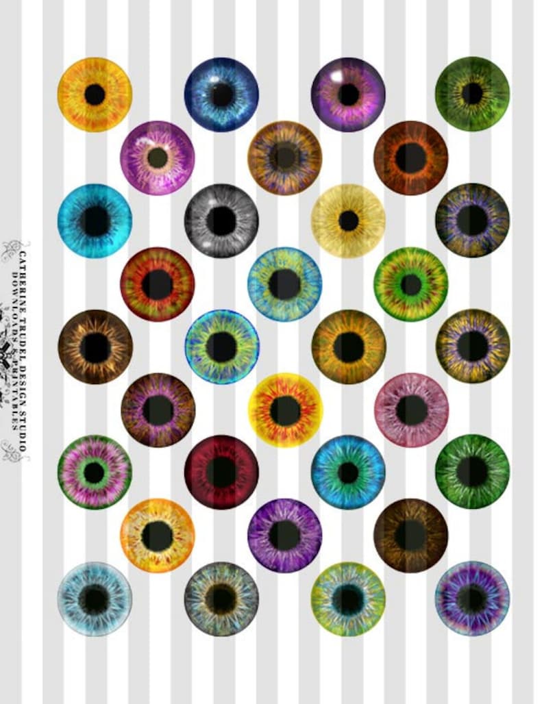 Iris eyes pupil circle jewelry printable sheets 15mm 20mm Etsy