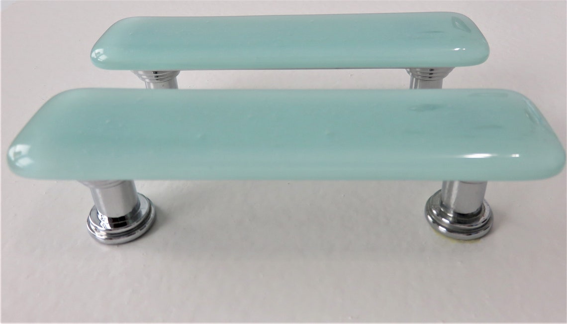 Custom glass hardware. Robins egg blue knobs and Etsy