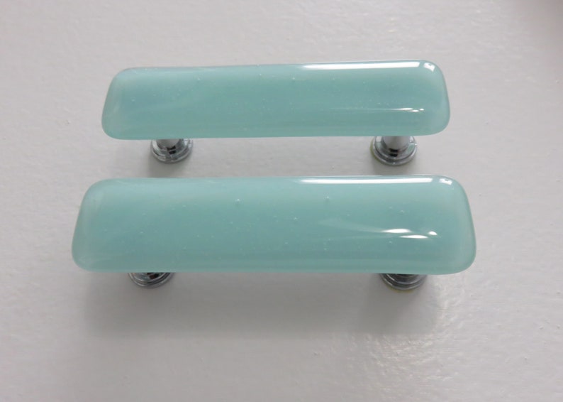 Custom glass hardware. Robins egg blue knobs and Etsy