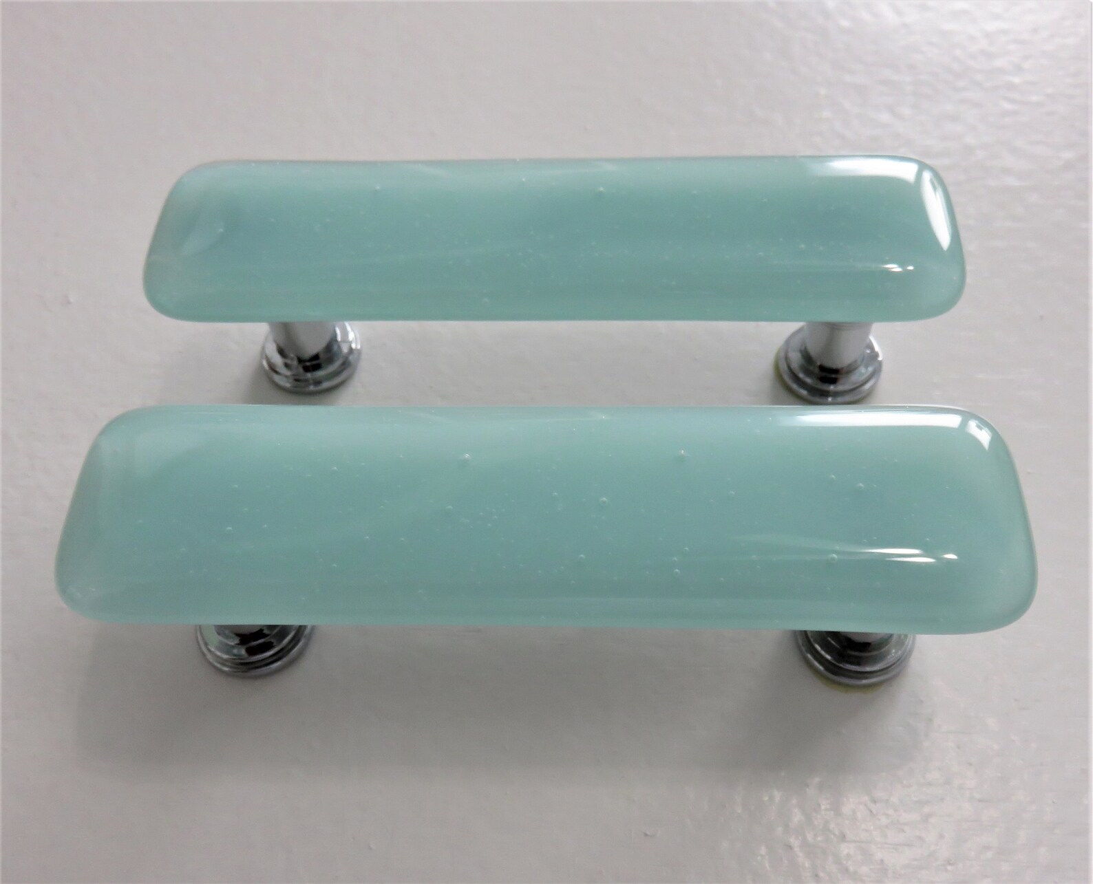 Custom glass hardware. Robins egg blue knobs and Etsy