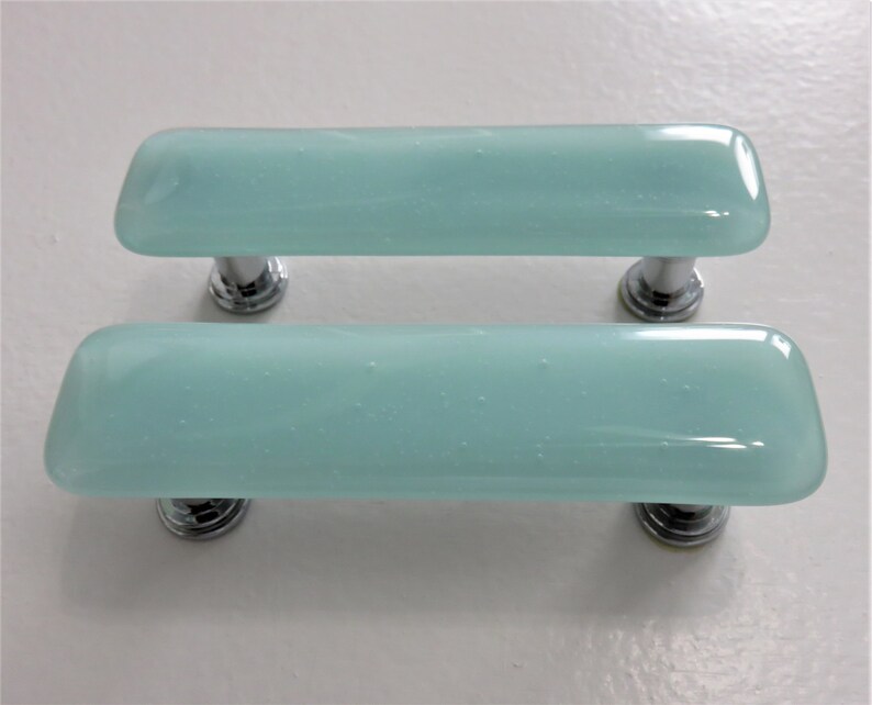 Custom glass hardware. Robins egg blue knobs and Etsy