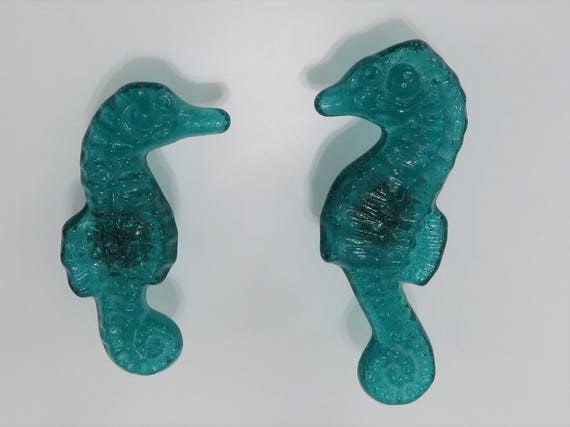 Seahorse Knobs And Pulls Set Glass Drawer Pulls Coastal Etsy
