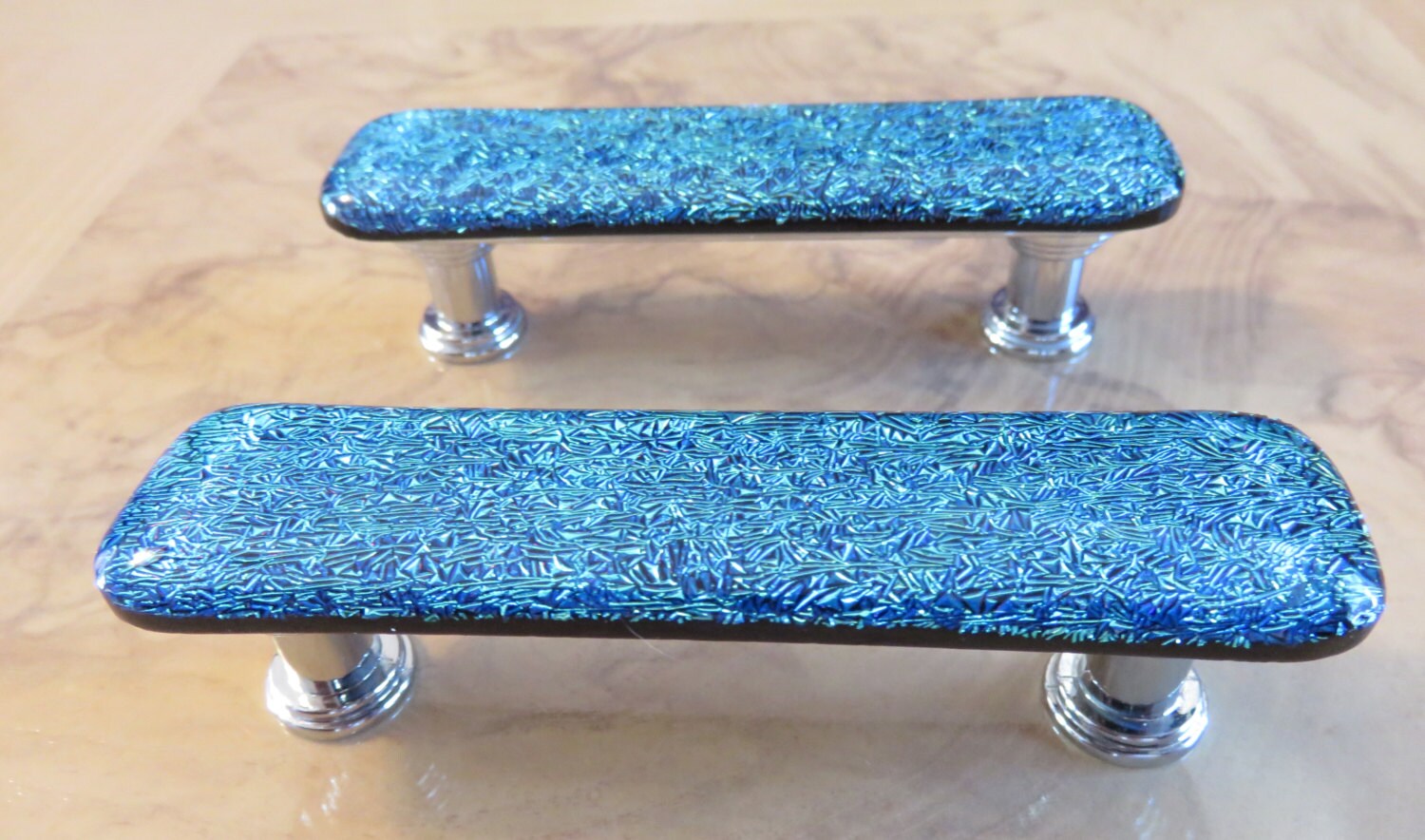 Art glass pulls. Home decor. Dichroic glass Etsy