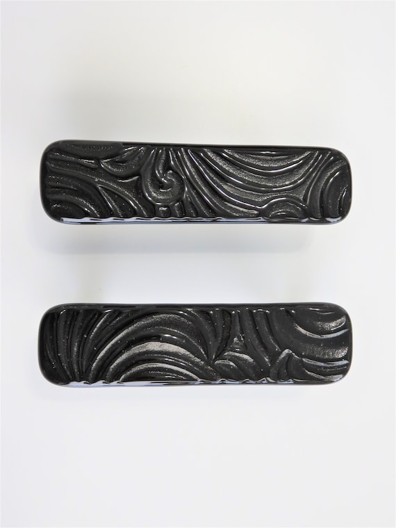 Black Glass Cabinet Hardware Textured Glass Cabinet Knobs And Etsy