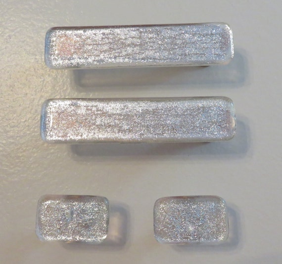 Custom glass hardware. Modern home decor. Silver glass Etsy