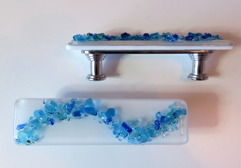 Beach house knobs and pulls. Glass hardware. Nautical Etsy