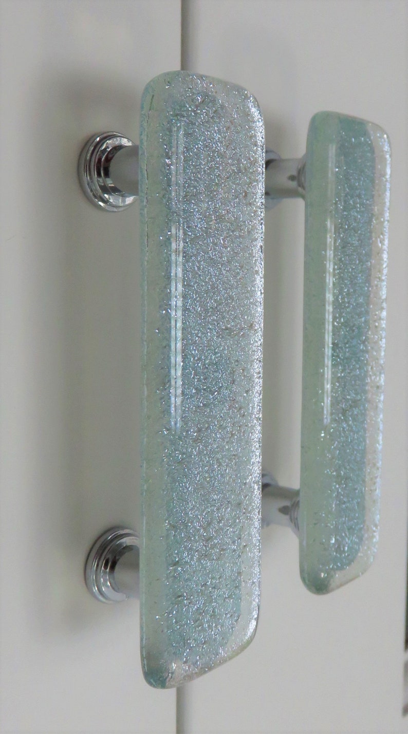 Beach glass blue pulls Spa blue drawer pulls and knobs Custom glass