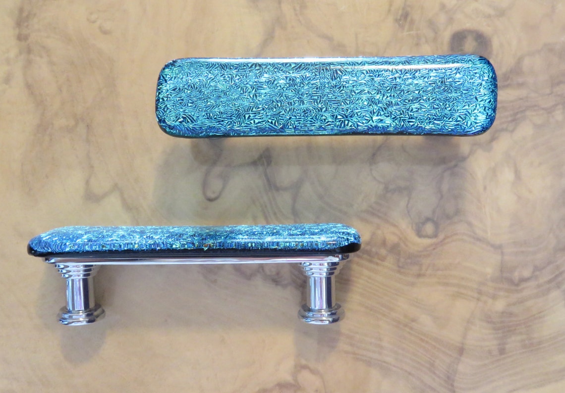 Art glass pulls. Home decor. Dichroic glass Etsy