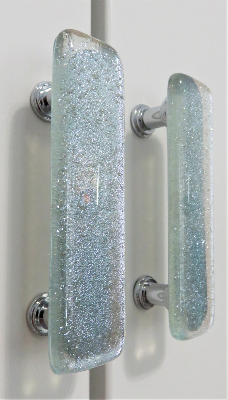Beach glass blue pulls Spa blue drawer pulls and knobs Custom glass