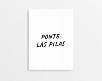 Ponte las Pilas Printable | Encouragement Motivational Wall Art Print, Latina Spanish Quote Digital Download, Latinx, hechale ganas latino