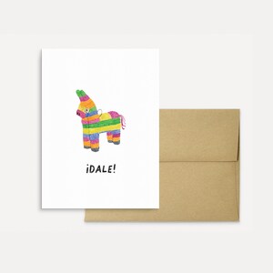 Printable Birthday &quot;Dale&quot; Watercolor Piñata Birthday or Encouragement Greeting Card in Spanish
