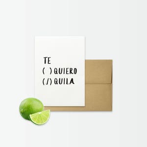 Printable Tequila Greeting Card Funny, Te Quiero, Te Amo, Amor, LatinX, Spanish Card image 2