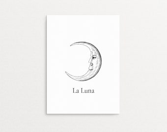 Printable Art La Luna Loteria Print | Wall Art , Latina, Latino, Spanish Quote Digital Download, Latinx, Moon, Mexican