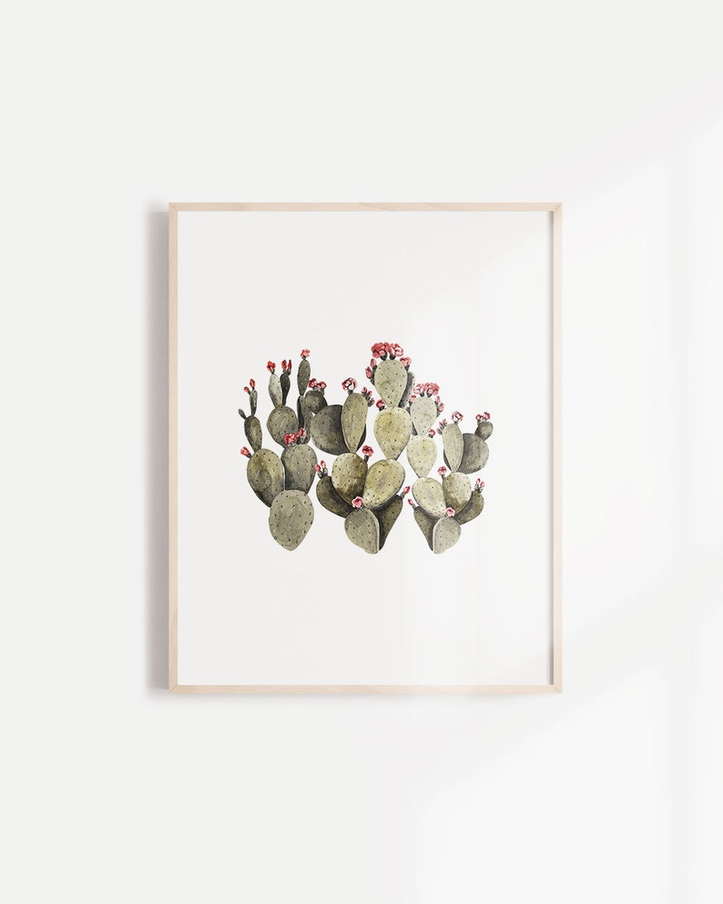Cactus decor, Cactus printable set, Pastel cactus art, Botanical print, Watercolor wall art, Succulent art, Digital art prints, Boho decor image 2