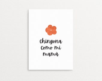 Printable Chingona Como Mi Mamá Spanish Poster Wall Art Download / Latina Latinx Mexican Spanish Español Xingona