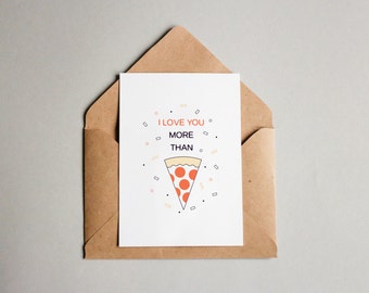 Valentine's Day I Love You More Than Pizza Romantic Humor Printable Greeting Card Download