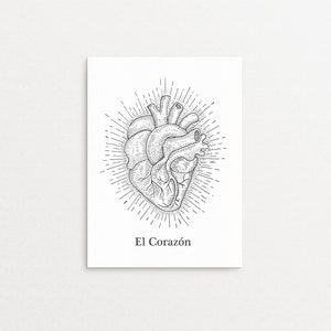 Wydrukuj sztukę El Corazon Loteria Print | Sztuka ścienna, Latina, Latino, Hiszpański cytat do pobrania w wersji cyfrowej, Latinx, Serce, Meksykanin