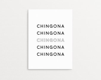 Chingona Printable | Feminist Spanglish Gallery Wall Art Print, Spanish Quote Digital Download, Latina Power, Latinx, Girl Power, Mexican