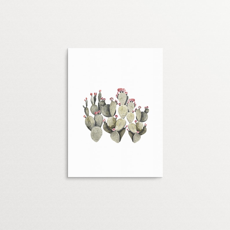Cactus decor, Cactus printable set, Pastel cactus art, Botanical print, Watercolor wall art, Succulent art, Digital art prints, Boho decor image 1