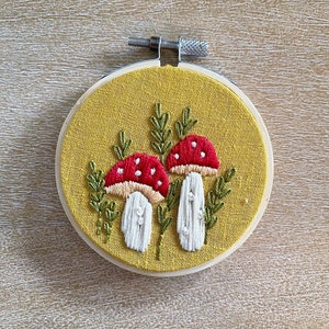 Mushroom Embroidery | Handmade Mushroom Decor | Hand Embroidered Mushroom Art | Unique Gift for Her | Handmade Gift
