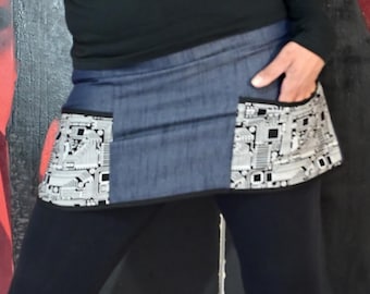 Damesspijkerrok met zakken. Originele, aanpasbare en trendy rok.