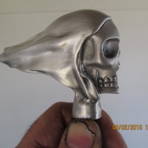 old school, harley biker skull, panhead, knucklehead,hotrod, ratrod, vintage car hood ornament