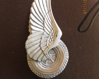 vintage vliegende band, zeer zeldzaam, motorfiets, ratrod, hotrod, motorkapornament