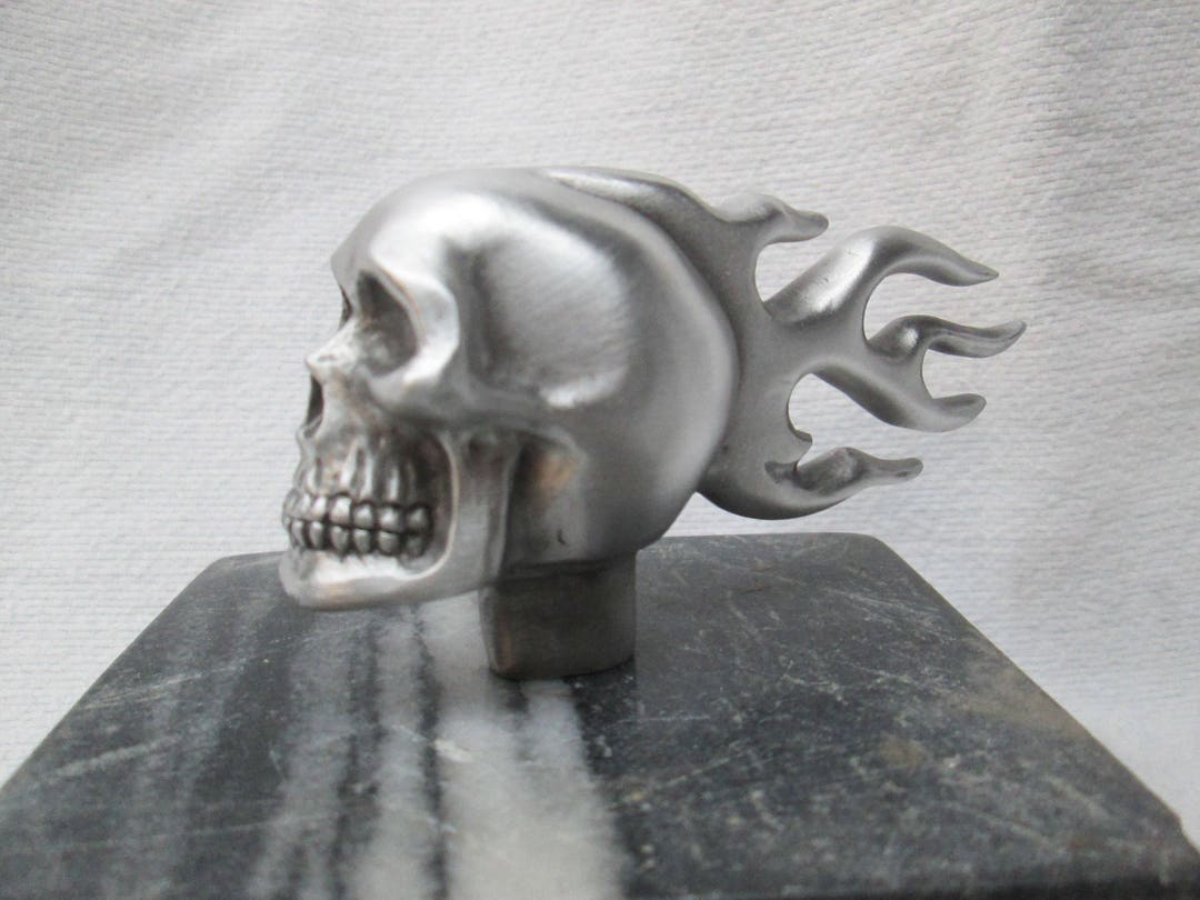 Vintage Style Flaming Skull Hood Ornament - Rat Rod Hot Rod Car Decoration 8 thumbnail image