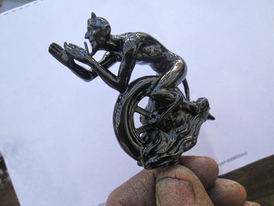 Black devil on tire rat rod hot rod car hood ornament mascot Etsy