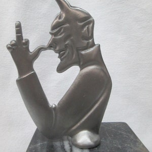 satan's middle finger. devil fuk you, ratrod hotrod car hood ornament