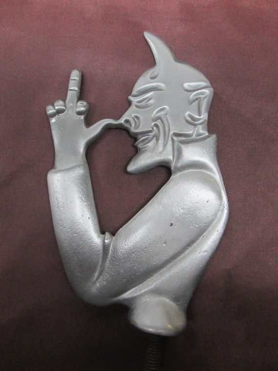 Satan Middle Finger Fuk You Devil Car Hood Ornament Handmade Products