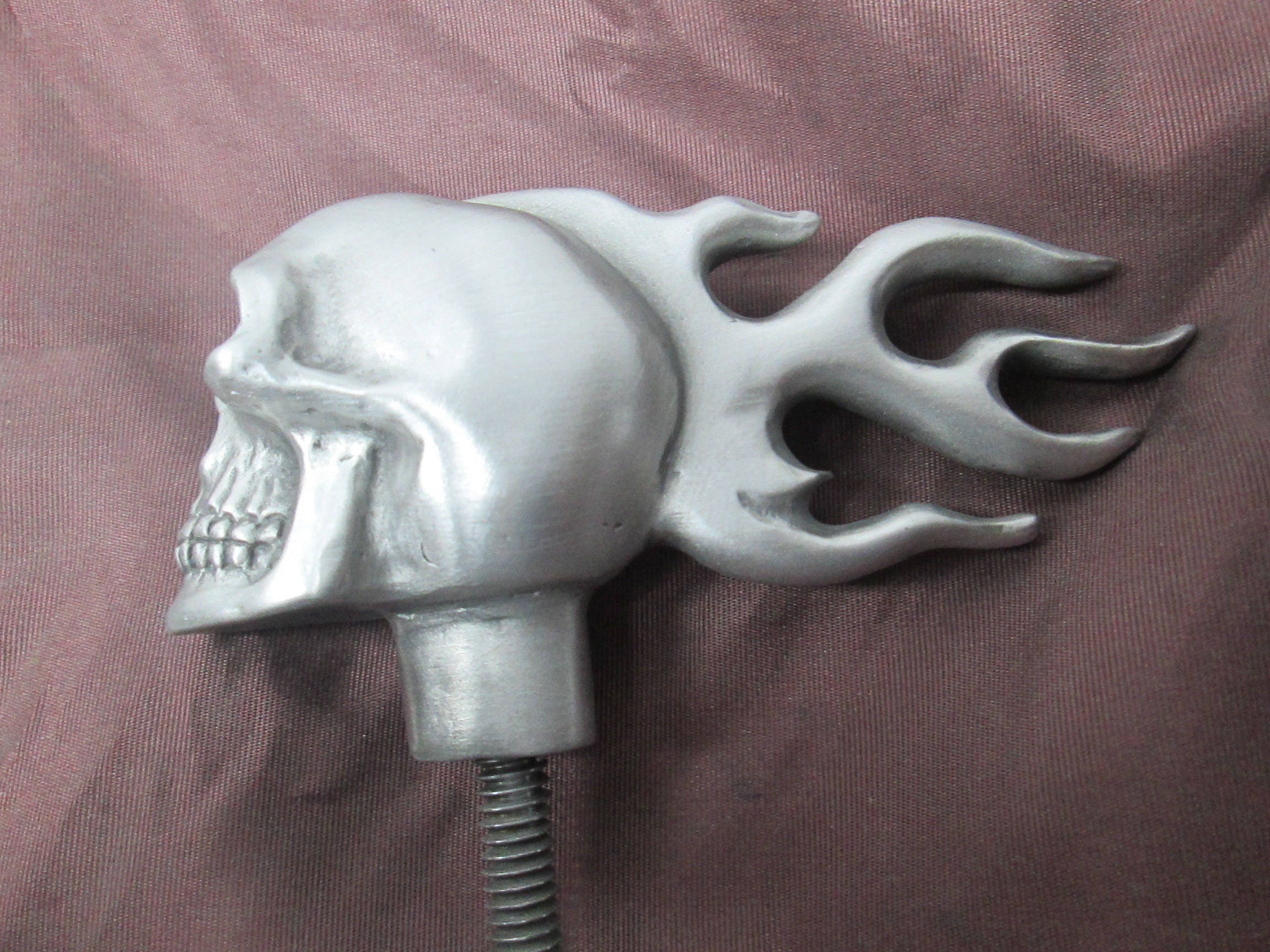 Vintage Style Flaming Skull Hood Ornament - Rat Rod Hot Rod Car Decoration 9 thumbnail image