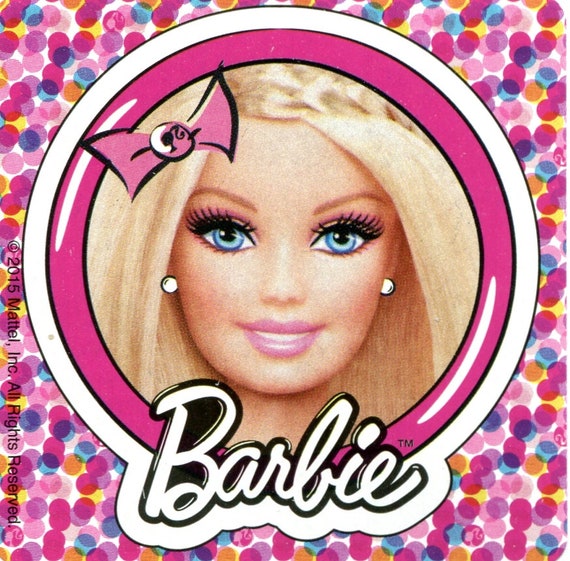 Pegatinas: Pink  Barbie party decorations, Happy birthday logo