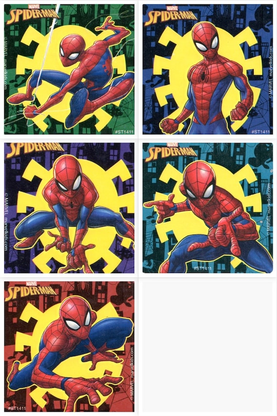 Birthday Spider-Man Stickers x 5 Spiderman Hero Glow in the Dark Favours 